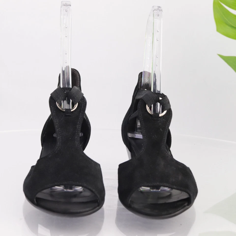 Sandalia Gabor Passion para mujer talla 8 cuero negro brillante tacón bajo zapato de vestir Foto 3 de 4