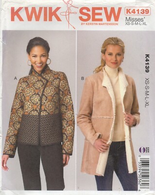 Kwik Schnittmuster 4139 Mantel Jacke Nahtdetail ideal Lammfellimitat Gr. 8-22 Neu