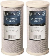 2-PK BLUONICS Carbon Block Water Filters Standard 4.5" x 10" Cartridges