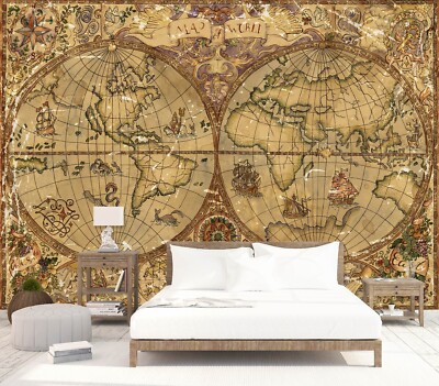 3D Ancient World Map ZHUA11013 Wallpaper Wall Murals Removable Self-adhesive Ann