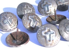 12 Iron Hammered CROSS Clavos 1 1/2 inch Decorative Nails Heads Door Furniture C