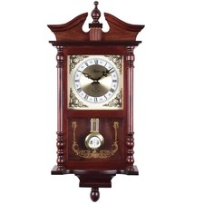 Acctim Westbury RC Pendulum Wall Clock Chime Radio Controlled Carved Dark Wood