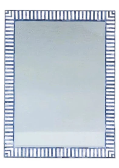 Espejo con incrustación de hueso hecho a mano con borde de rayas - Elegante decoración del hogar Foto 2 de 4