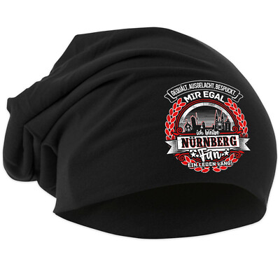 Ein Leben lang Nürnberg Mütze | Beanie Strickmütze Sport Logo Stadt Skyline