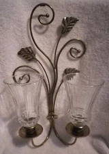 Home Interior Homeco  Metal Ornate Wall Candleholder clear two large votives