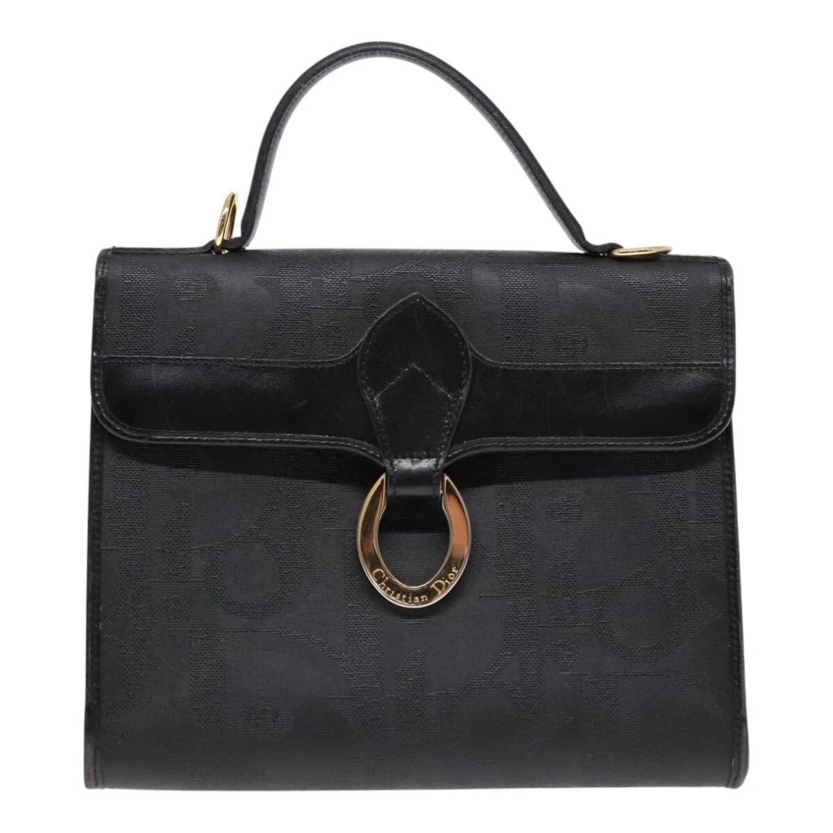 Sac à main Dior oblique toile noire authentique