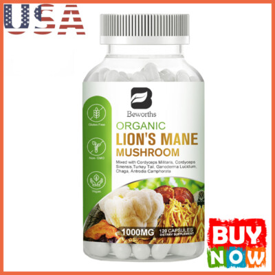LION'S MANE MUSHROOM CAPSULES NOOTROPIC BRAIN MEMORY SUPPLEMENT ENERGY BOOST
