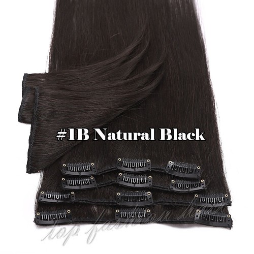 Clip in Human Hair Extensions Full Head 100% Real Remy Hair 24" 8PCS Long Ombre - Picture 37 of 103