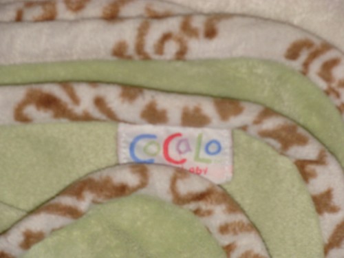 Cocalo Green Baby Blanket White & Tan Trim Fleece - Picture 2 of 3