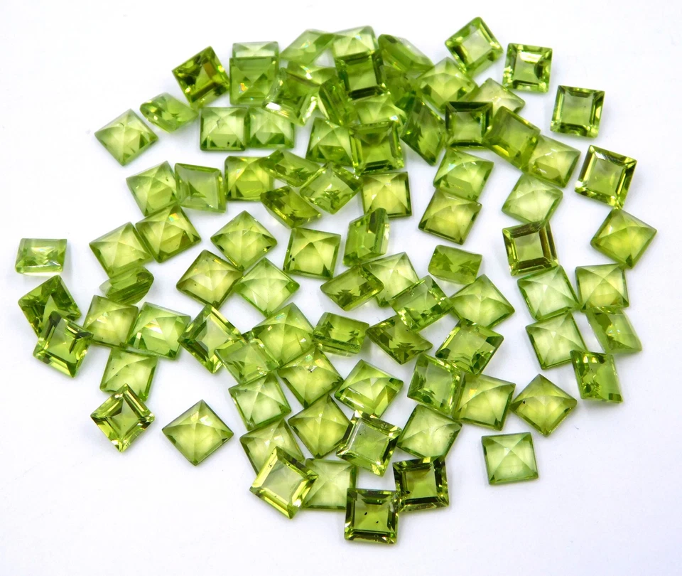 5 MM Natural Peridot Square Cut Lot Loose Gemstone For Jewelry Making H-637 - Image 4 of 4