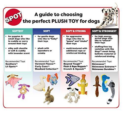 SPOT Vermont Style Fleece Bone 9" | Fleece Dog Toy | Plush Squeaky Toy | Dog