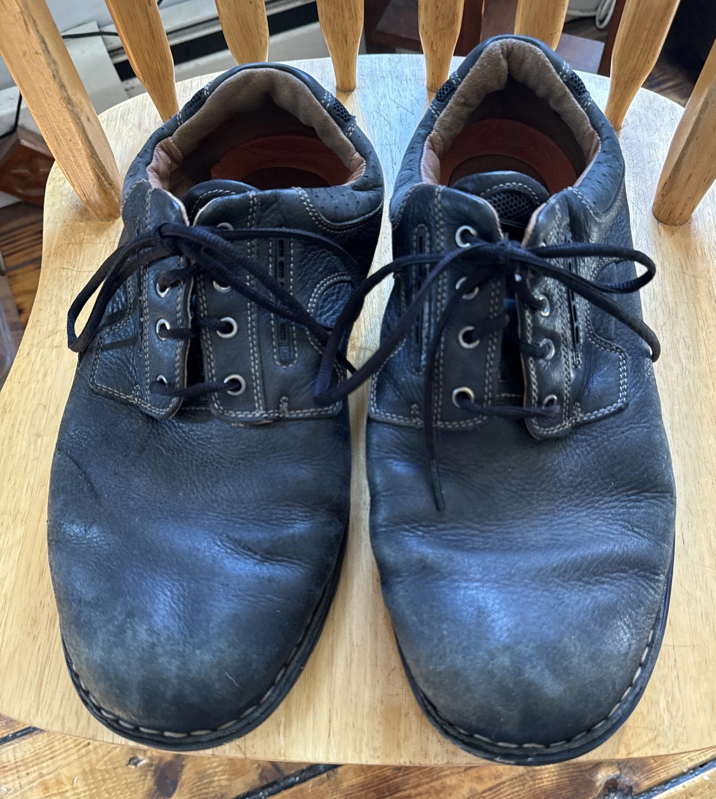 Scarpe casual stringate Clarks da uomo nere in pelle non strutturate taglia 12 COMODE