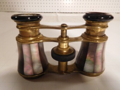 LeClerc Antique Paris, France Mother of Pearl Gold Plated Opera Glasses