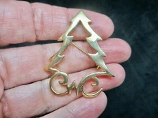 Vintage Free Form Gold Tone Xmas Tree Brooch/Pin