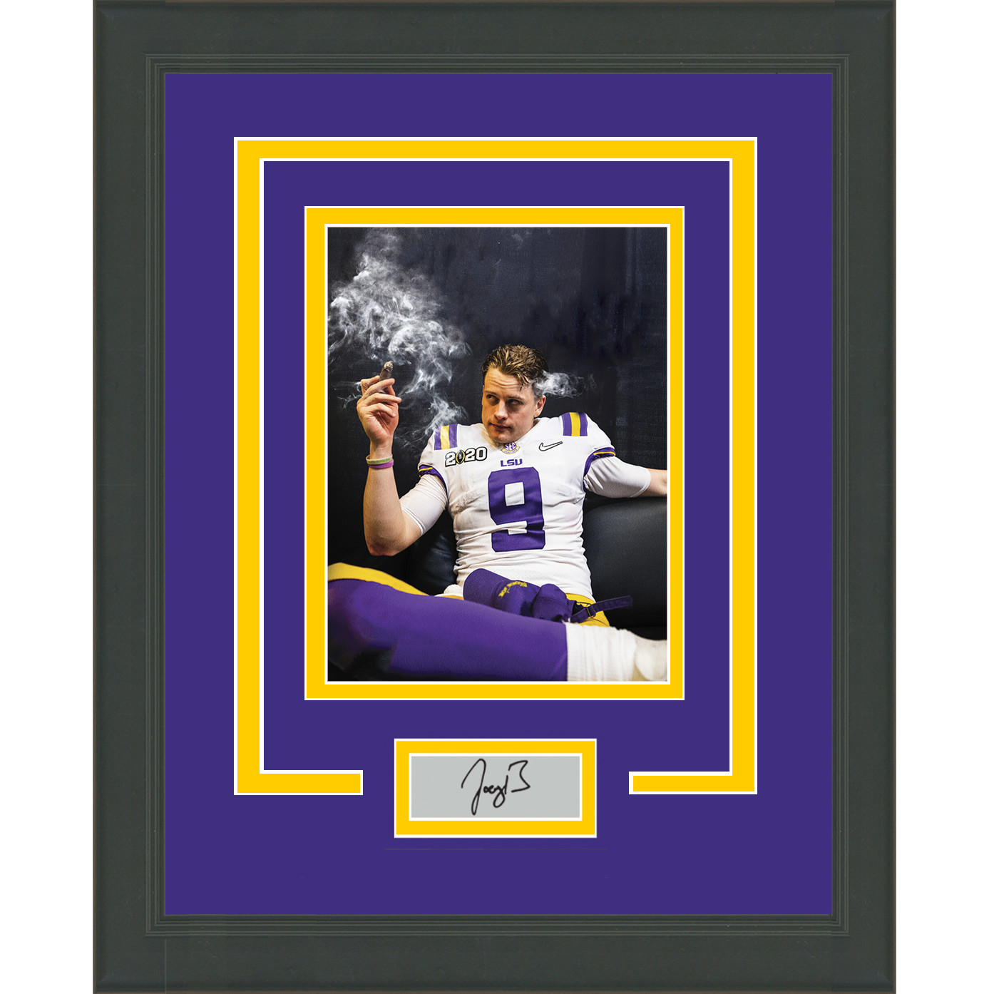 Framed Joe Burrow Facsimile Laser Engraved Signature Auto LSU Tigers 15x16 Photo