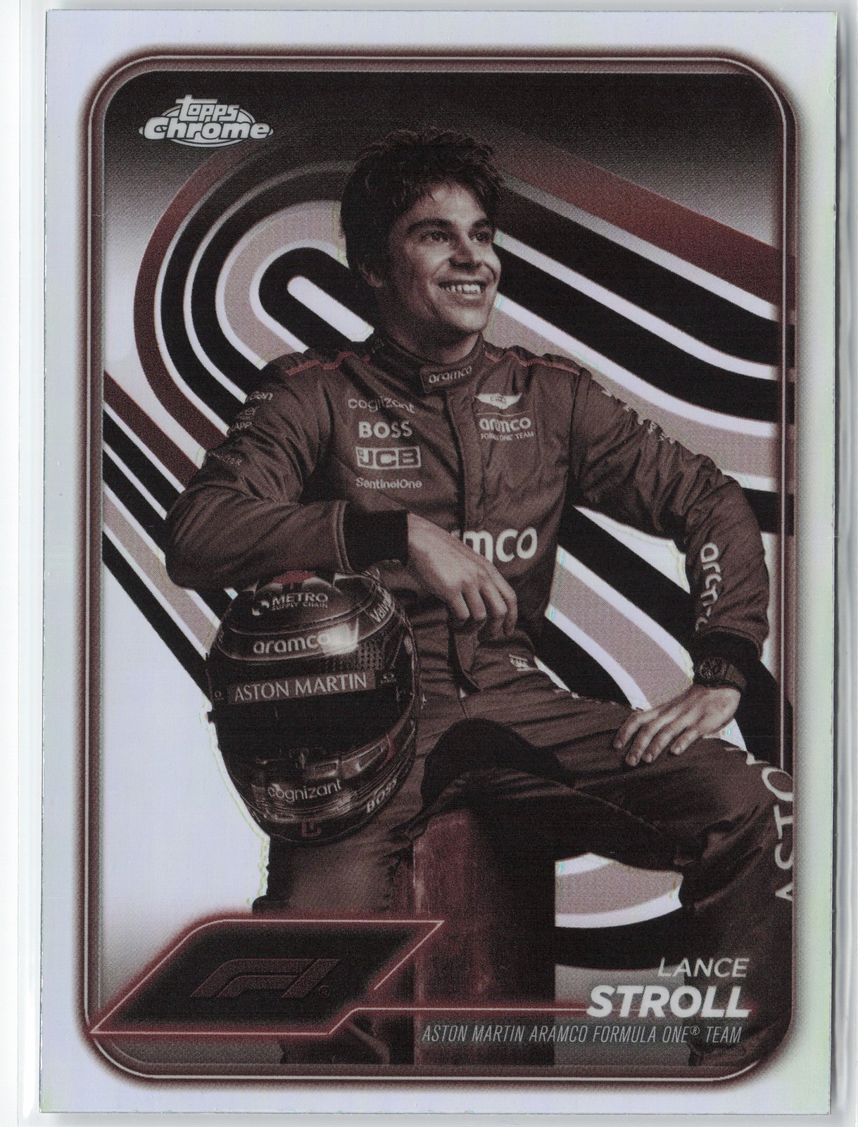 Lance Stroll 2024 Topps Chrome Formula 1 Sepia Refractor #12 Aston Martin