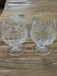 Waterford Crystal Lismore Pair 2 Large Brandy Snifters ~Ireland/Script Mark