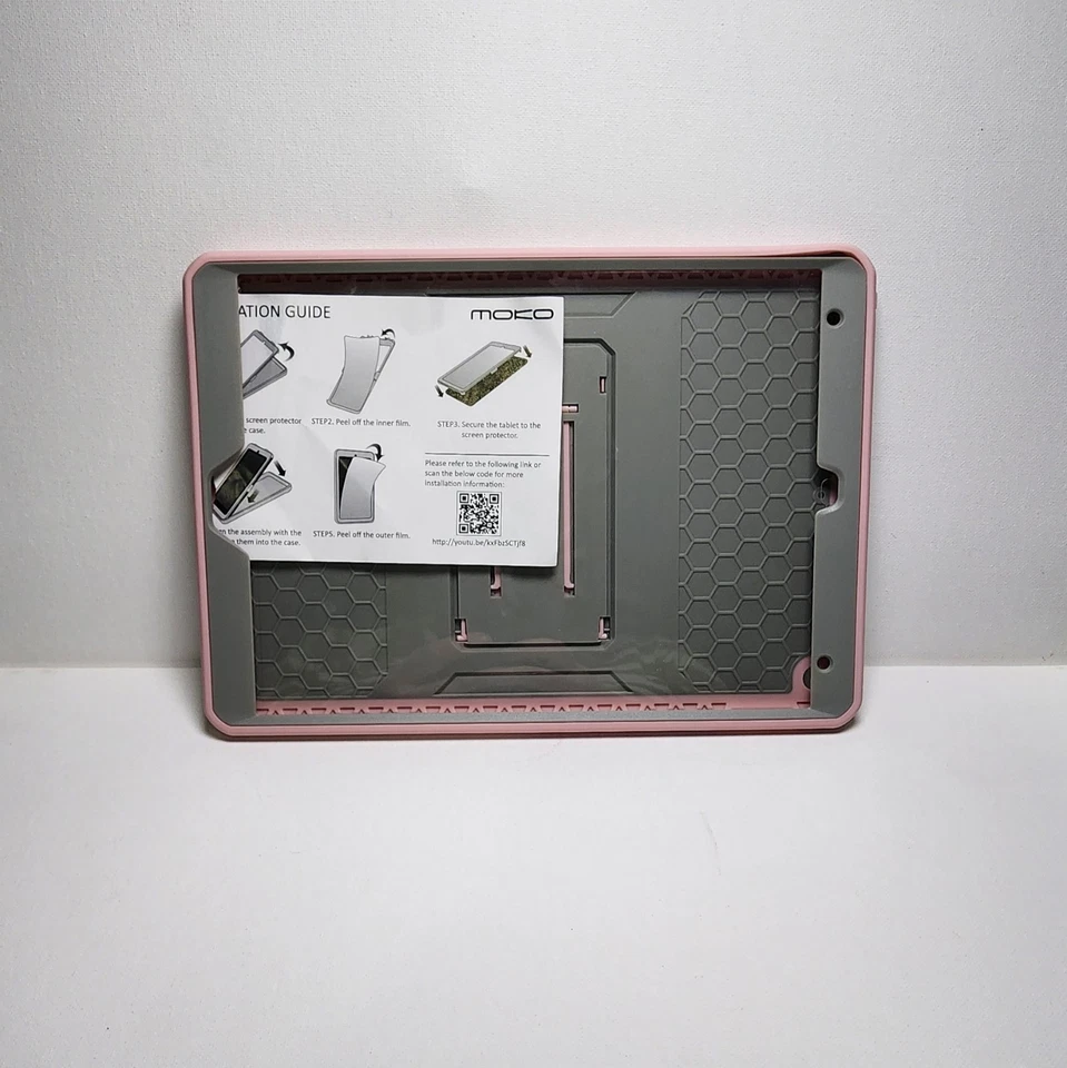 Capa iPad 10,2 polegadas rosa e cinza com suporte e protetor de tela - Imagem 3 de 3