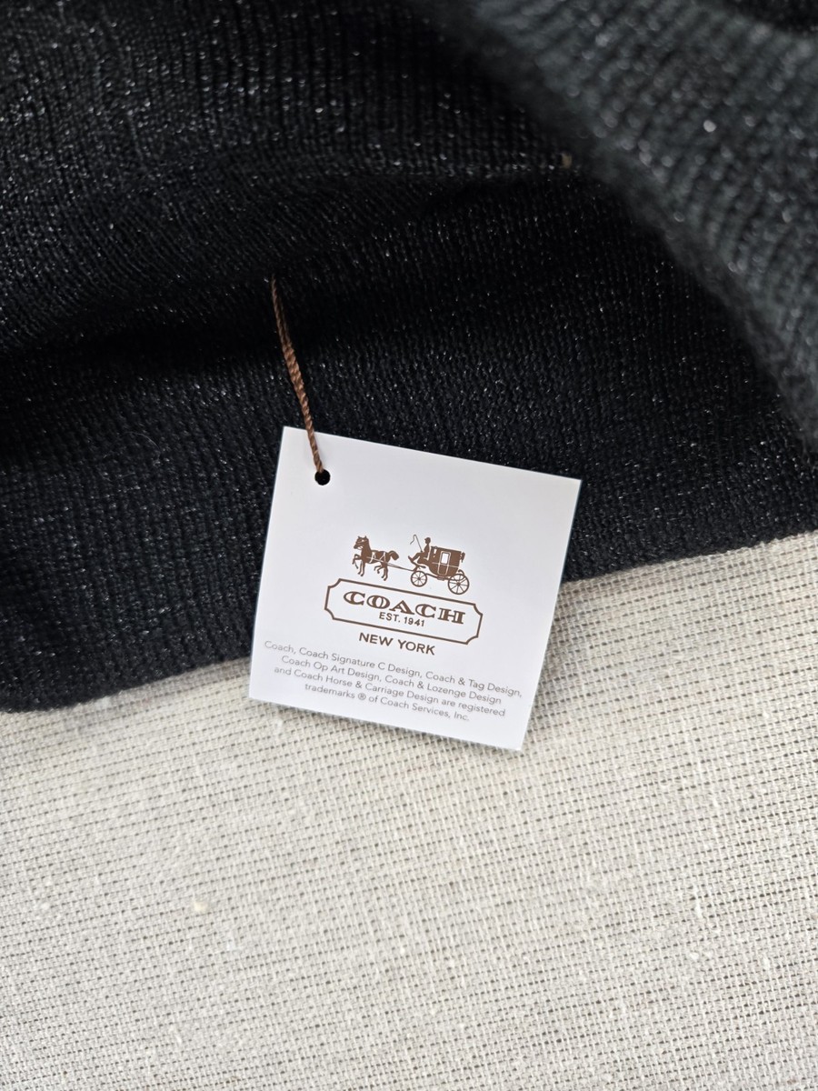 COACH Tonal Dream Signature C Logo Knit Beanie Hat Black  display picture 1