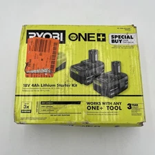 BRAND NEW!! Ryobi ONE+ 18V 2pk 4 Ah Lithium Battery and Charger Kit - PSK006
