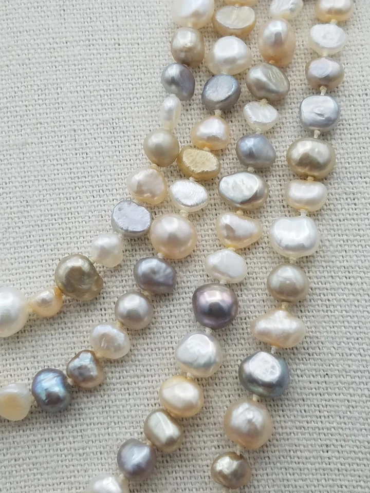 Vintage Real Pearl White Gold SiIver Endless Knotted Opera Necklace 80 in - Image 4 of 4