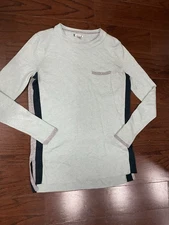 Smartwool Sweater S Pullover Sea Green Athletic Stripes Merino Wool Gorpcore