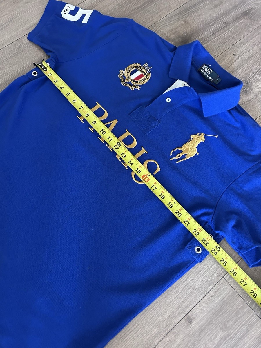 Polo Ralph Lauren PARIS ポロシャツ 5 VTG Polo Ralph Lauren Paris #5 Big Pony Blue Polo Shirt Mens