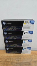 Lot of 4 HP Laser Jet Print Cartridges, 304A, Yellow, Black, Cyan, CC532A