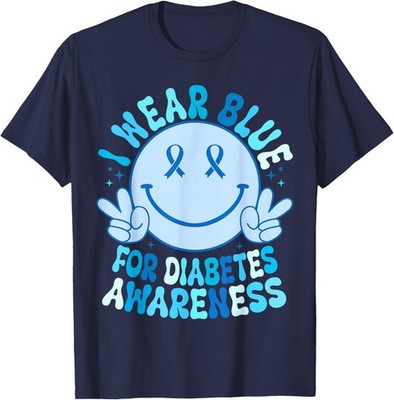 I Wear Blue Smile Face Diabetes Awareness Unisex T-Shirt