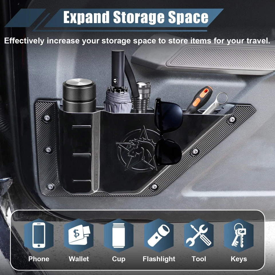 Front Rear Door Pockets Storage Box Organizer Tray For Ford Bronco 2021-2025 Foto 2 de 4