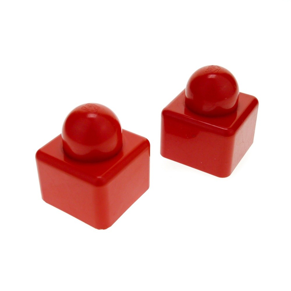2x Lego Duplo Primo Building Brick 1x1x1 Red 1 Stud Baby for Set 9003 9009 31000