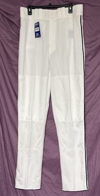 **NEW Men s Mizuno Baseball Pants with Black Piping Long Full Length -Size Large