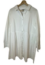 ASOS Design Mini Shirt Dress Women's Sz 12 Long Sleeve Smock White 100% Cotton