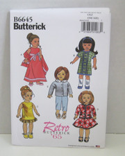 Butterick Retro '65 Doll Clothing: Dresses, Wrap, Jacket 18" Doll Pattern 6645