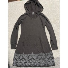 Lola by AFG Women's Size XS Long Sleeve Hooded Tunic Dress Brown