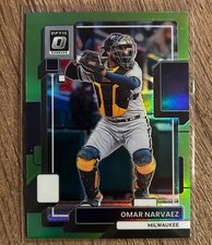 2022 Panini Donruss Optic #124 Omar Narvaez Lime Green Holo Brewers