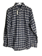 Buttoned Down Brand Men's Blue Plaid Classic Fit Long Sleeve Flannel Shirt Sz M