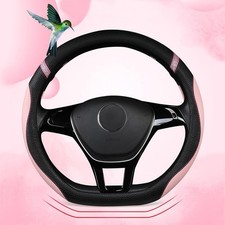 Cxtiy D-shaped Flat Bottom Steering Wheel Cover For Women Girl - Stylish Pink Cxtiy D-shaped Flat Bottom Steering Wheel Cover For Women Girl - Stylish Pink