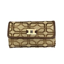 Women  s Wallet Clutch w/ Snap  Zipper Closures, 5 Pockets Brown NEW