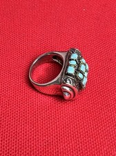 Vintage 925 Sterling Silver Turquoise Ring Handmade Artisan Size 5.75