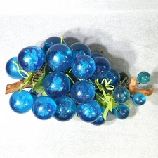 Vintage Large Lucite Resin Blue Grapes Cluster on Vine MCM
