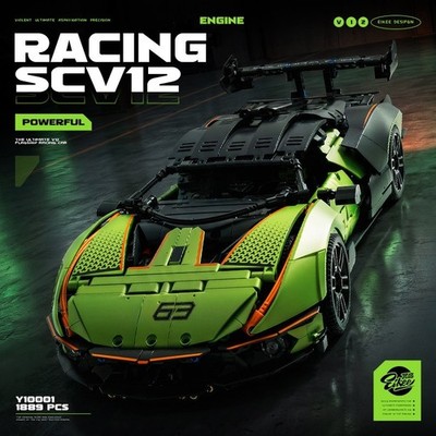 Technic 1:10 SCV12 Supercar Building Set MOC Large Rear Wing 1889 Pieces