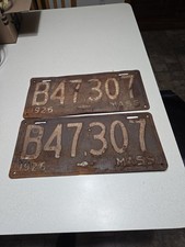 1926 26 MASSACHUSETTS MA MASS LICENSE PLATE PAIR TAG SET B47 307