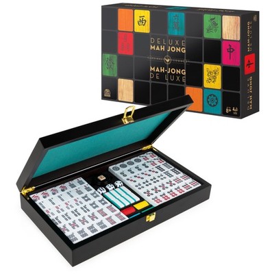 Legacy Deluxe Mah Jong Classic Game with Two-Toned Tiles and Lined Wood Stora...