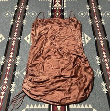 Aritzia Wilfred Terrazzo Satin Slip Dress Womens L Ruched 