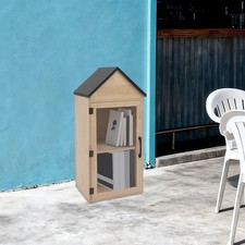 New 2-Tier Little Library Box, Wooden Book Storage Box, Book Cabinet 1 Doors