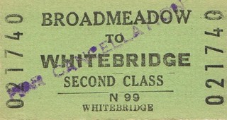 Railway tickets NSWGR Broadmeadow to Whitebridge second class single unused