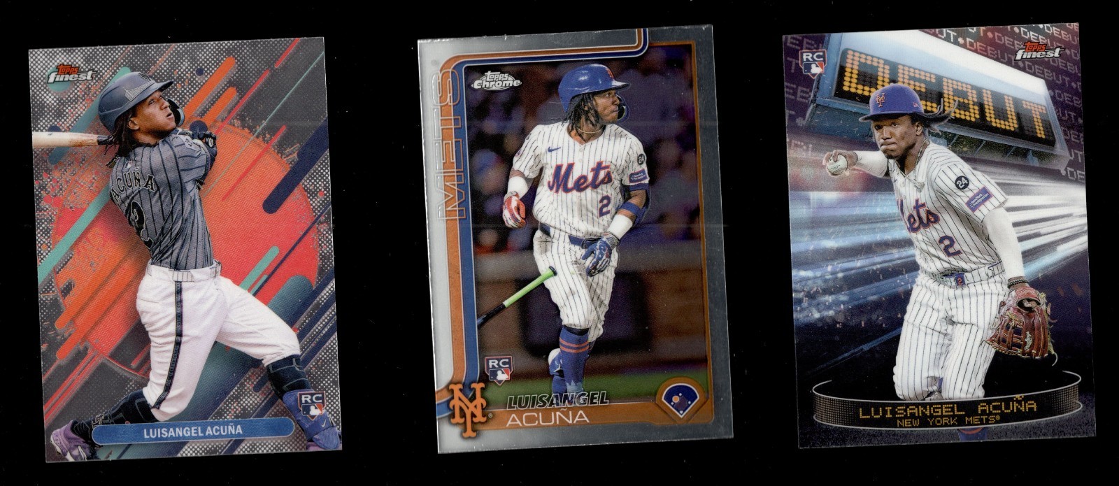 Luisangel Acuna RC 2025 Topps Finest 211 RARE- Debut D-20 - Chrome 56 - 3 Cards