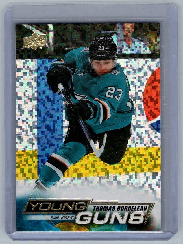 2022-23 UD Series 1 Thomas Bordeleau Young Guns Speckled Rainbow Foil #210 RC
