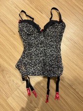 NEXT 34E LEOPARD PRINT WIRED BASQUE WITH SUSPENDERS BNWT